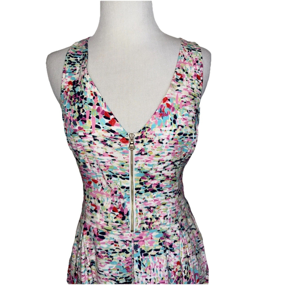 Guess White Abstract Watercolor V Neck Dress Size 6 - Picture 2 of 8